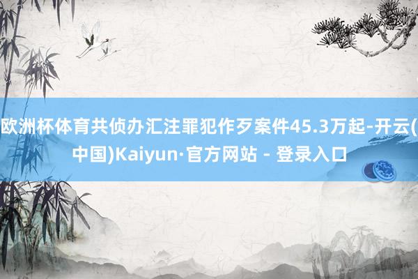 欧洲杯体育共侦办汇注罪犯作歹案件45.3万起-开云(中国)Kaiyun·官方网站 - 登录入口