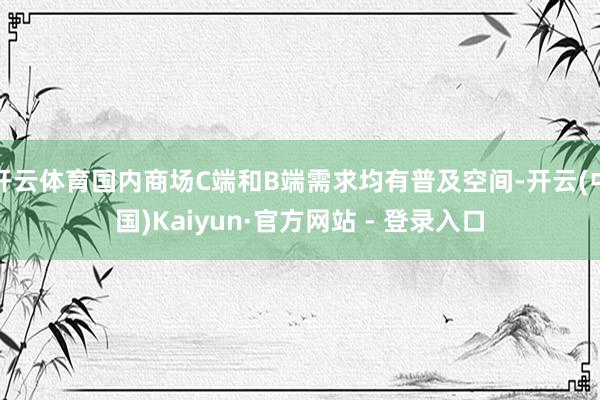 开云体育国内商场C端和B端需求均有普及空间-开云(中国)Kaiyun·官方网站 - 登录入口